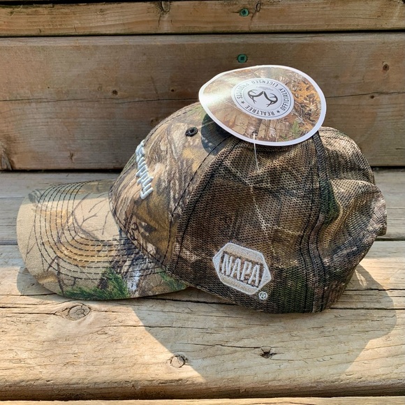Vintage Y2K Brown Camo Realtree x NAPA Embroidered Logo Trucker Hat - Picture 4 of 8